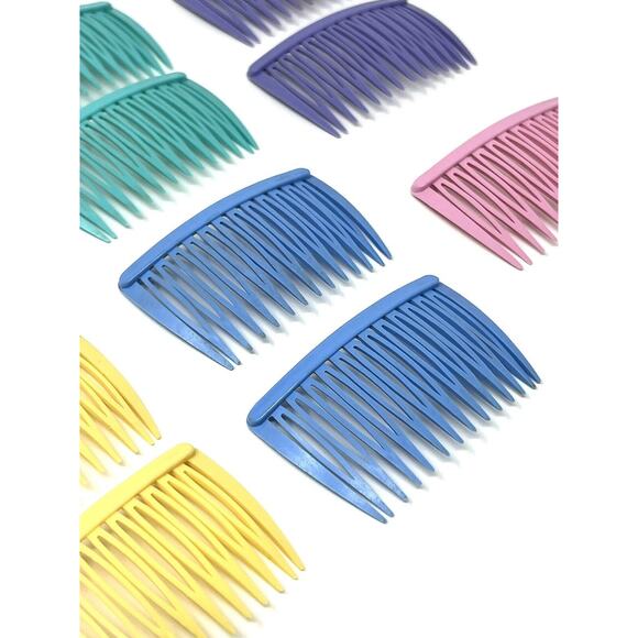 Vintage Lot Goody Hair Side Combs Pastels Peach Blue Pink Yellow Pull Clips (11) main image 9